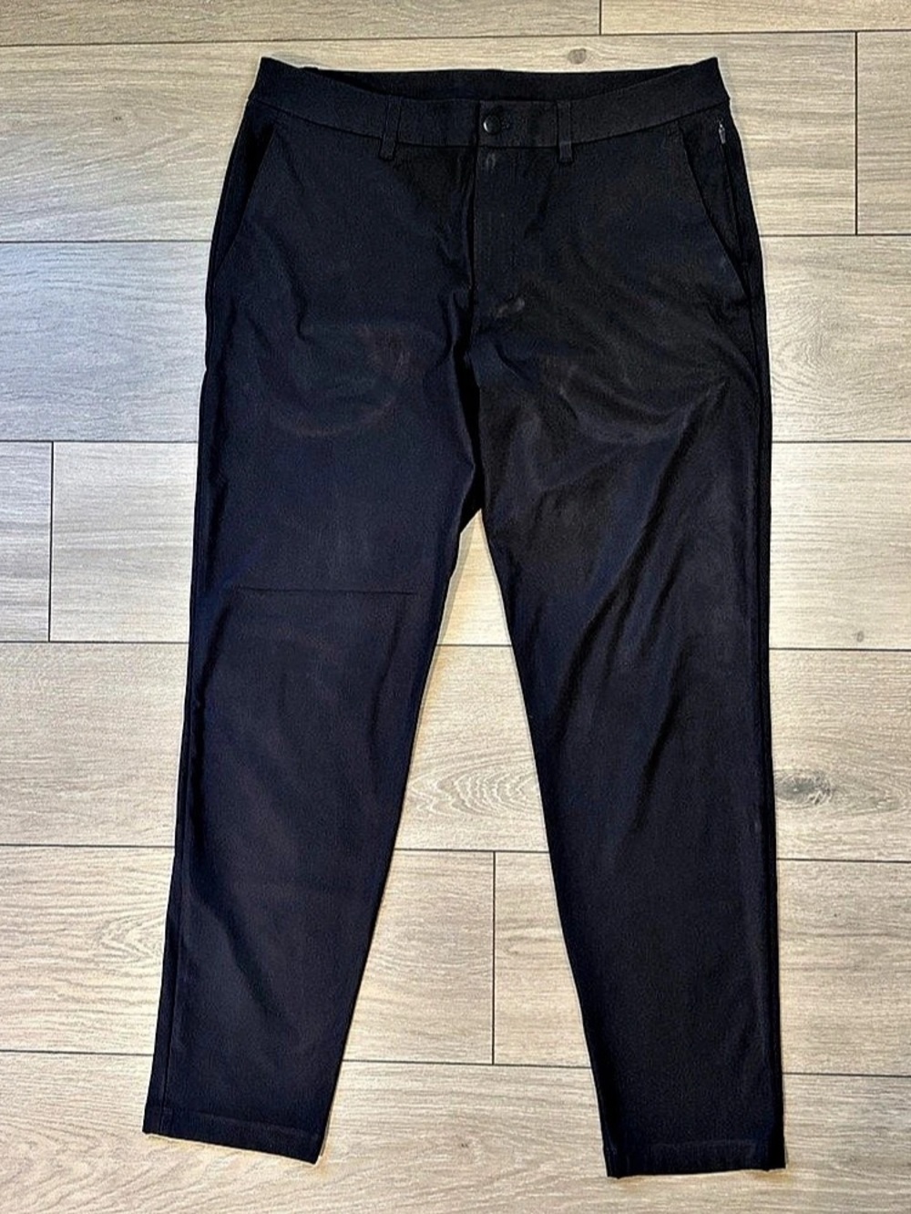Lululemon ABC Slim Fit Pants Black Mens Size 34 Warpstreme Tapered Trousers